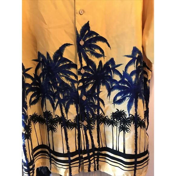 Extreme Gear Men's M Yellow Palm Print SS Button Down Polyester Hawaiian Shirt - Picture 9 of 12